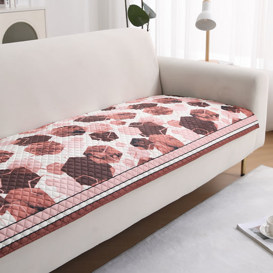 LiefNest Holland Velvet Sofa Cover Mat with Foam Filling - Geometric Hexagon Cider