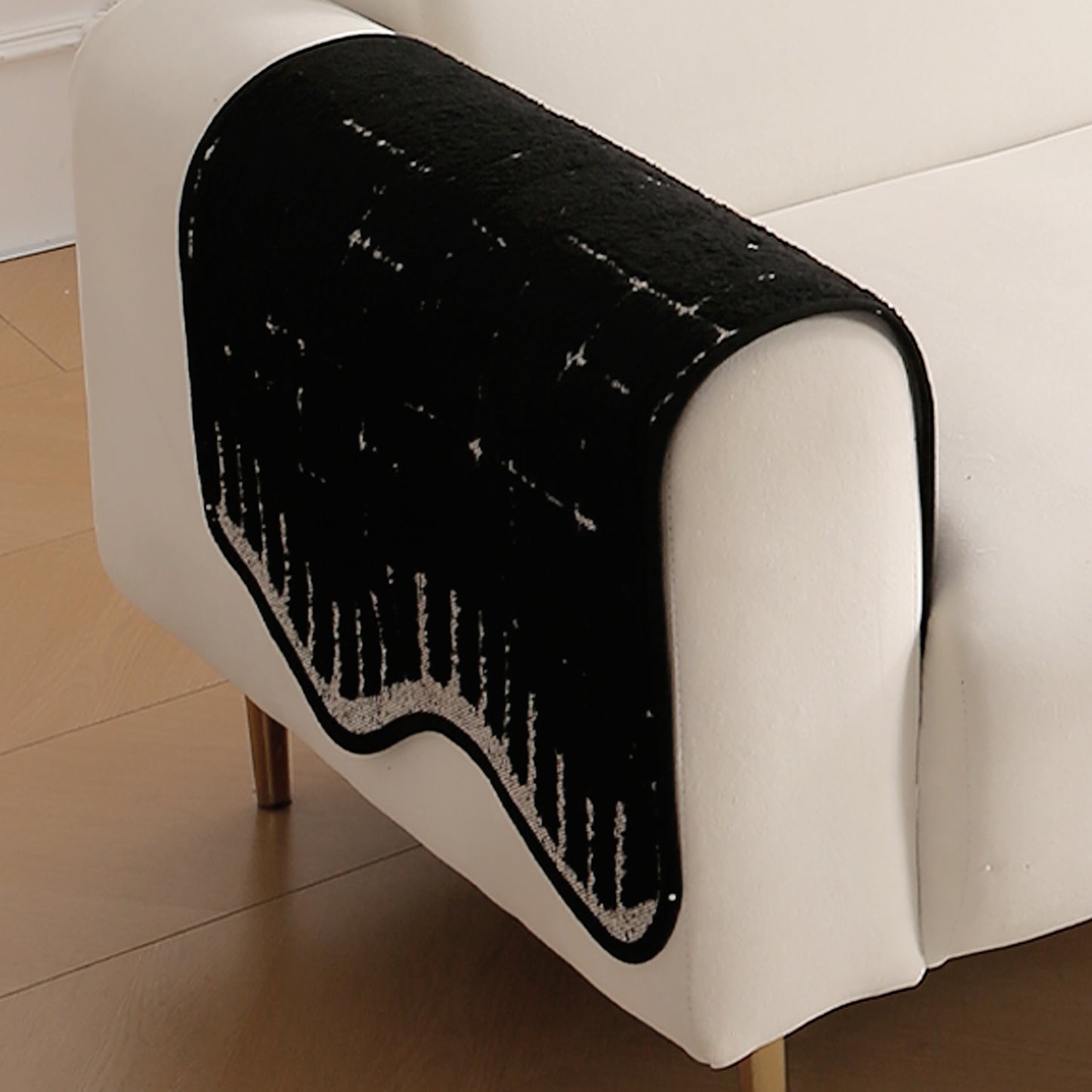 Premium Supple Soft Wavy Sofa Cover Mat, Black