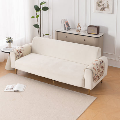 HeavenHue Fleece Soft Touch Quilted Sofa Cover Set – Washable Sofa Panel for Seat & Back - Autumn Whisper