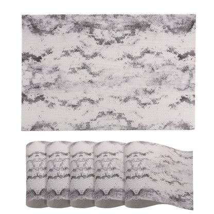 Marble Fusion PVC Mats for Dining Table, Misty Clouds - Spanish Grey