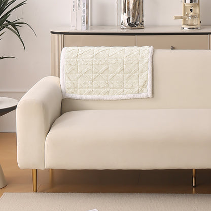 'Italian Caelora' Luxury Jacquard Plush Anti-Slip Sofa Cover Mat - Pearl White