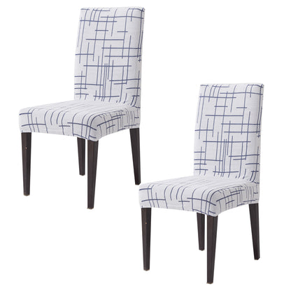'Crossline Series' 180 GSM Jacquard Chair Cover Set 1/2/4/6, Navy Blue