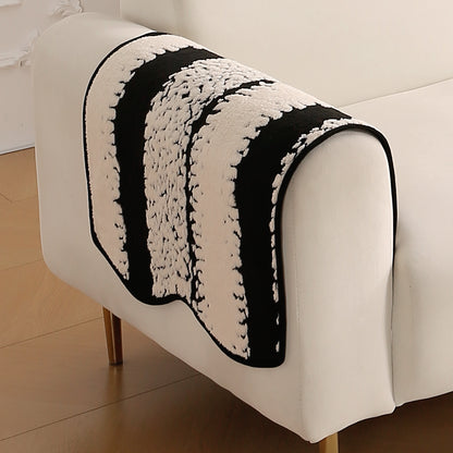 Luxury Wavy Plush Anti-Slip Sofa Cover Mats - Black