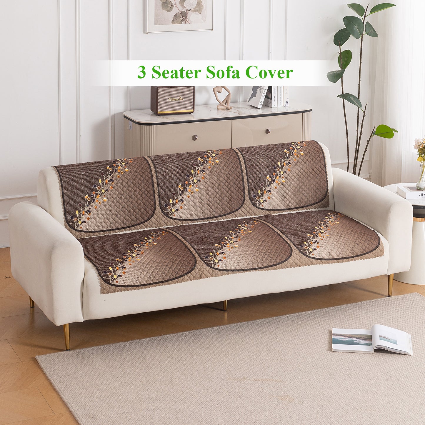 LoomVerse Quilted Sofa Cover Set Washable Sofa Panel for Seat & Back - Autumn Drape