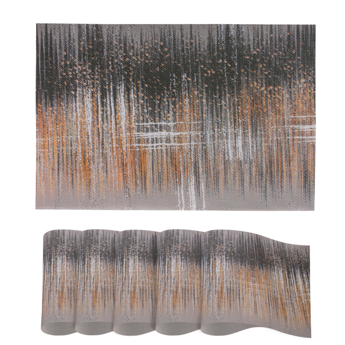 Marble Fusion PVC Mats for Dining Table, Mineral Rain - Embered Copper