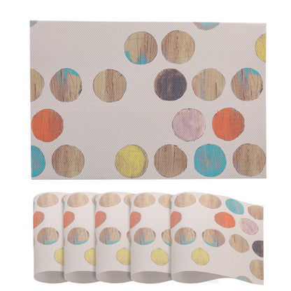 Color Splash PVC Mats for Dining Table, Watercolor Circles - Soft Beige