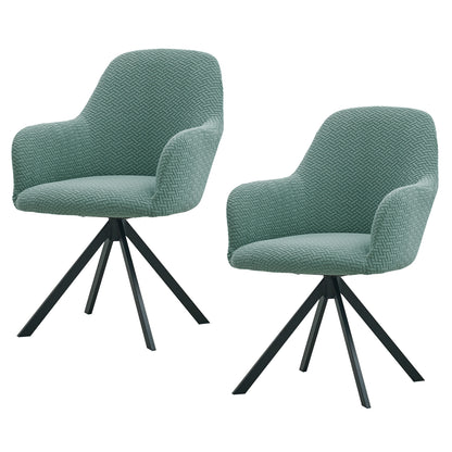 Premium Jacquard Fully Covered Cover for Swivel Dining Chair with Arms, Continental Green