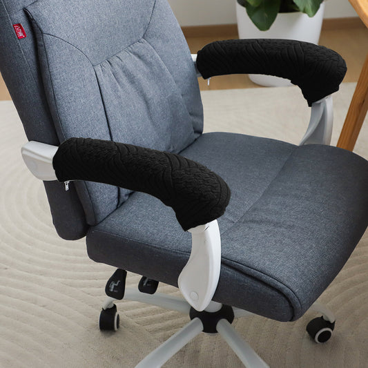 170gsm Jacquard Office Chair Arm Rest Cover (Zipper Style), 1 Pair, Black