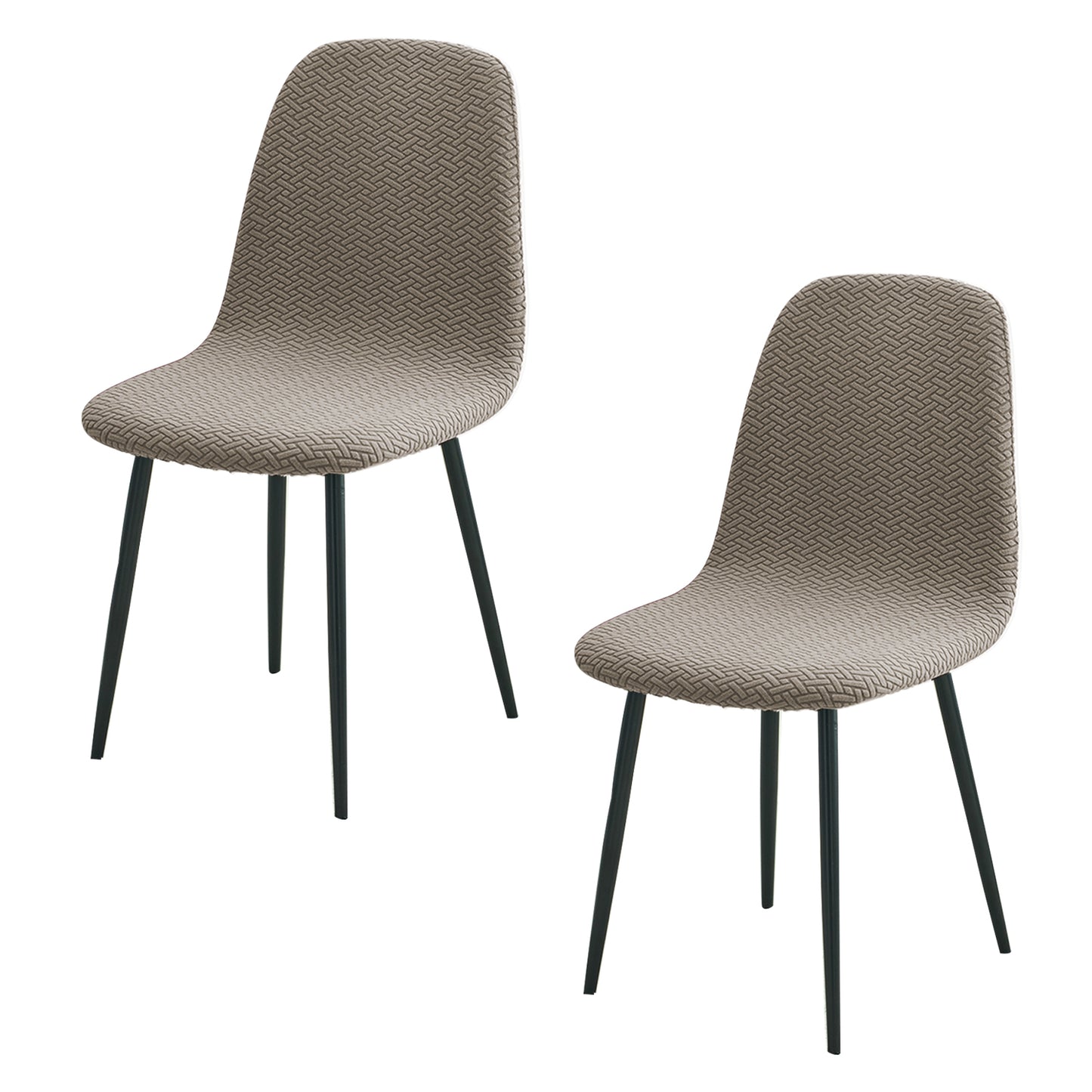 HOKIPO Premium Jacquard Fully Covered Cover for Mid Century Modern Dining Chair, Taupe Brown