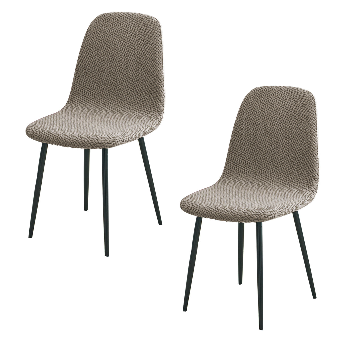 Premium Jacquard Fully Covered Cover for Mid Century Modern Dining Chair, Taupe Brown