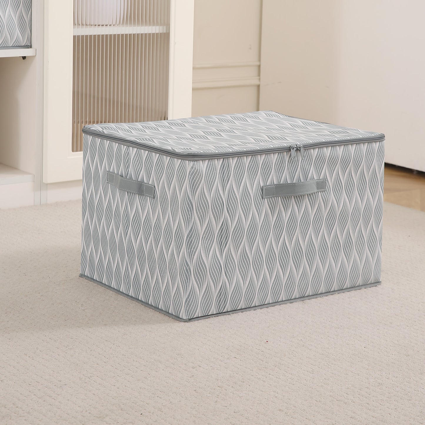 Foldable Clothes Organizer Box | Durable Non-Woven Storage with Zipper & Handle
