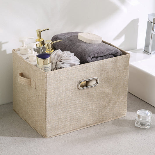 Multipurpose Foldable Storage Box with Lid, Medium / Large / Extra Large, Beige