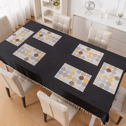 Color Splash PVC Mats for Dining Table, Abstract Circles - Olive Brown