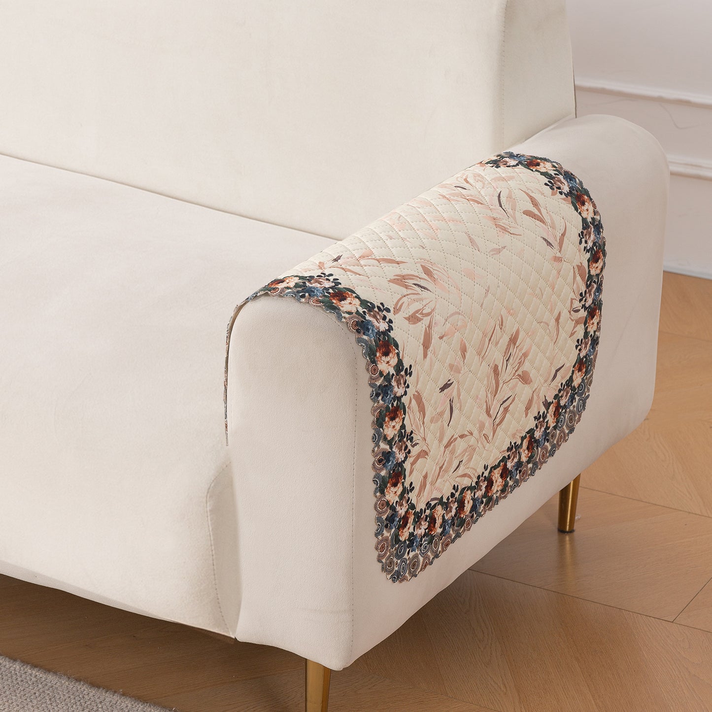 LoomVerse Quilted Sofa Cover Set Washable Sofa Panel for Seat & Back - Petal Harmony