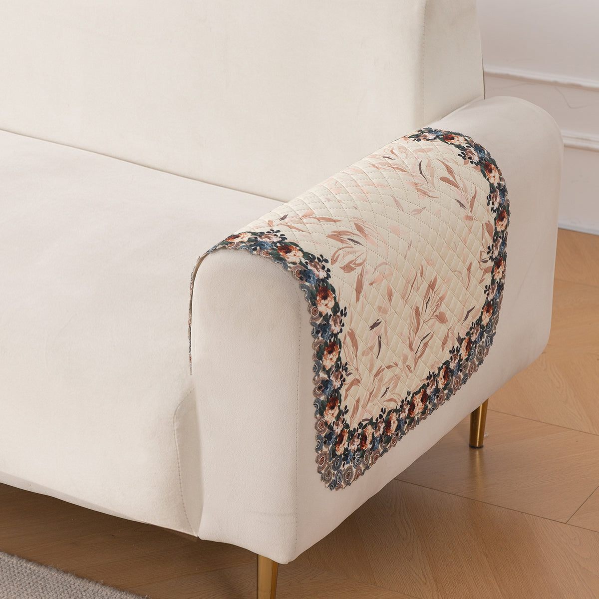LoomVerse Quilted Sofa Cover Set Washable Sofa Panel for Seat & Back - Petal Harmony