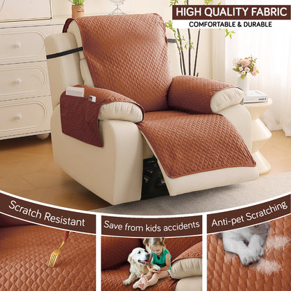 Quilted Recliner Mats for 1 Seater Recliner Sofa, Brown