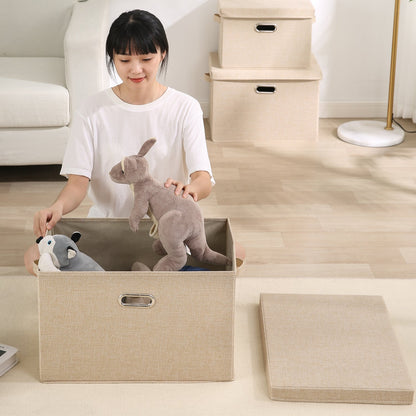 Multipurpose Foldable Storage Box with Lid, Medium / Large / Extra Large, Beige