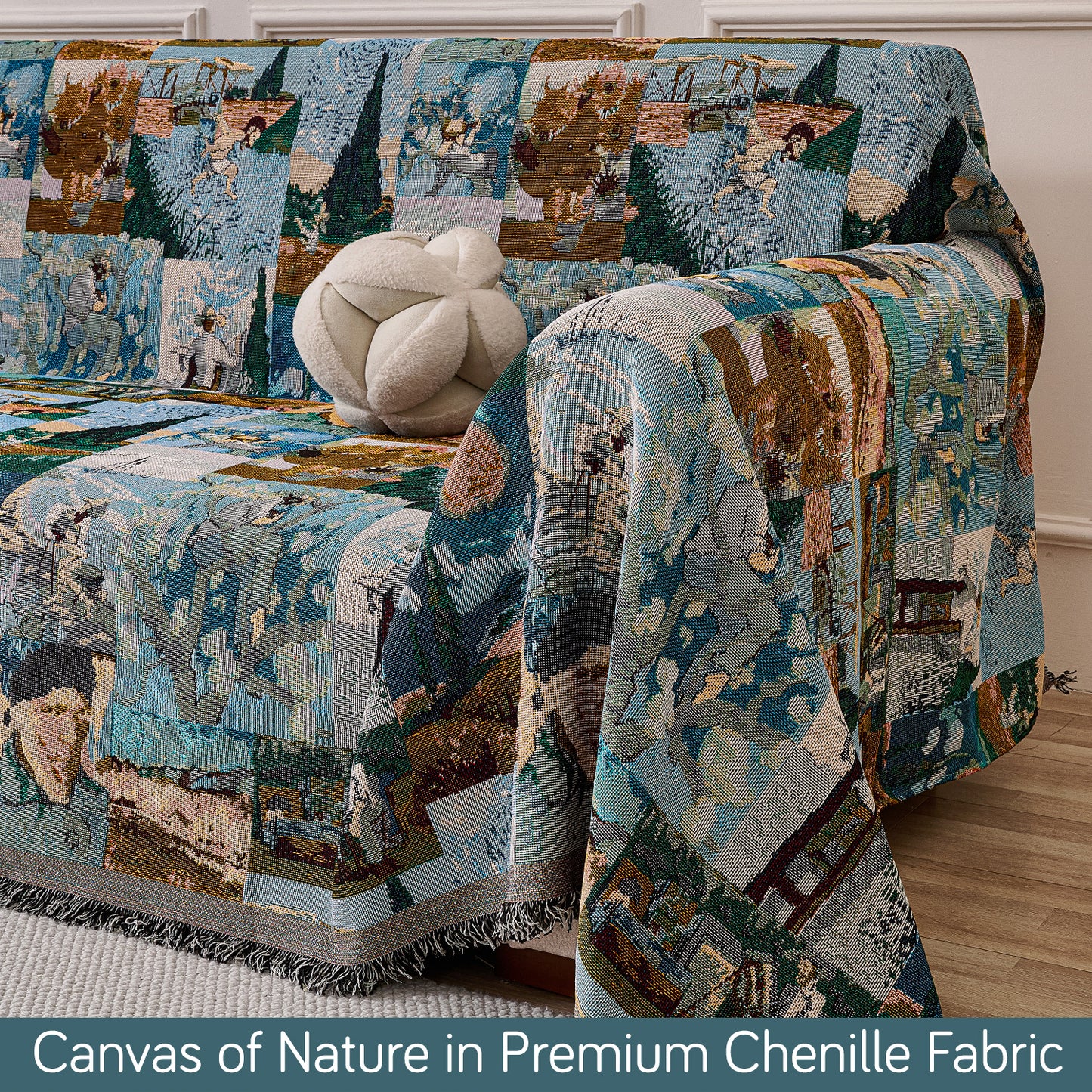 All-Season Chenille Sofa Throw, Canvas of Nature Series