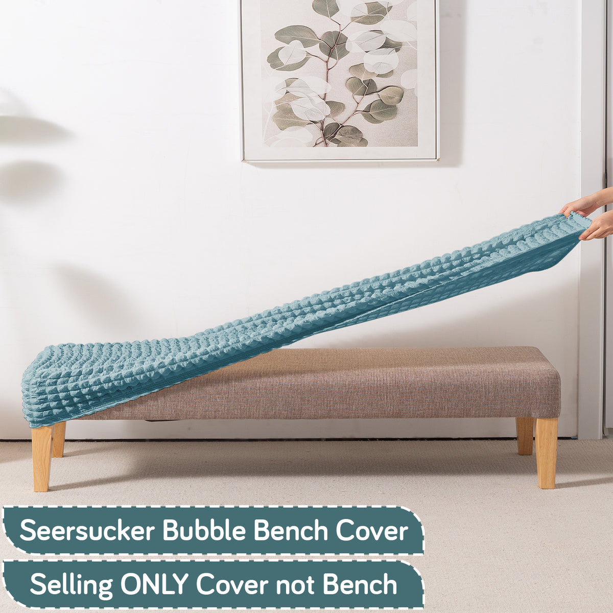 Aria Nova 280 GSM Stretchable Bubble Dining Bench Cover, Tropical Teal