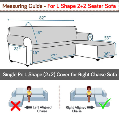 Elira Series Quilted One-Piece L Shape Sofa Cover Mat with Left and Right Chaise, Snow White Black Geometry