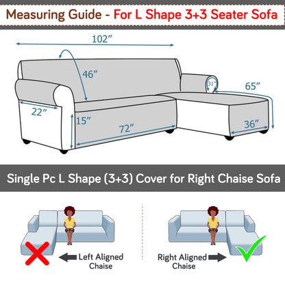 Elira Series Quilted One-Piece L Shape Sofa Cover Mat with Left and Right Chaise, Multicolor Abstract Geometry
