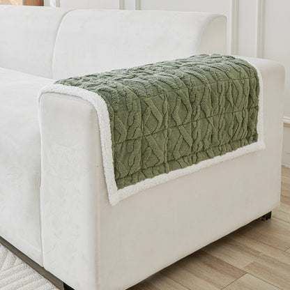 'Italian Caelora' Luxury Jacquard Plush Sofa Cover Mat and Anti-Slip Armrest Covers - Sage Green