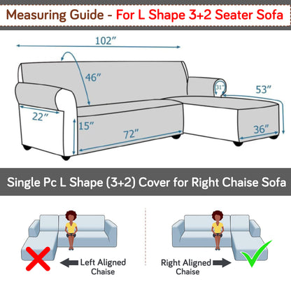 Elira Series Quilted One-Piece L Shape Sofa Cover Mat with Left and Right Chaise, Multicolor Abstract Geometry