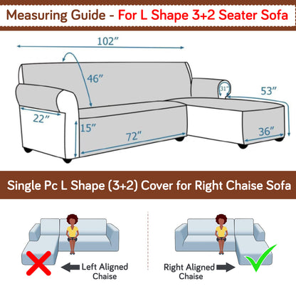 Elira Series Quilted One-Piece L Shape Sofa Cover Mat with Left and Right Chaise, Feather Brown Floral