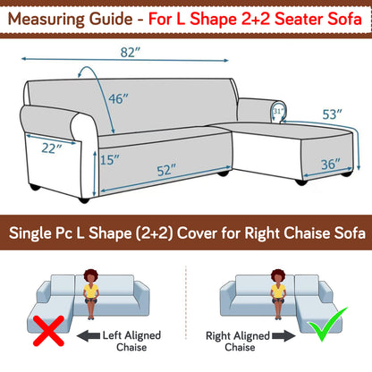 Elira Series Quilted One-Piece L Shape Sofa Cover Mat with Left and Right Chaise, Feather Brown Floral