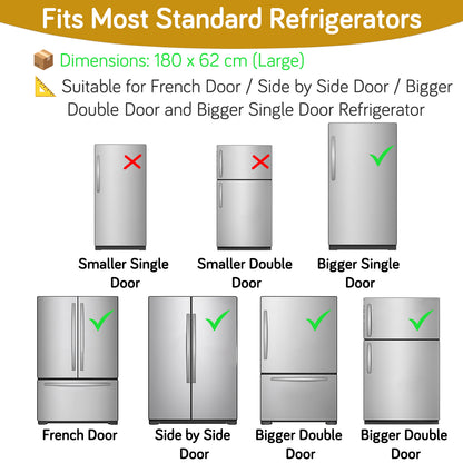 Small / Large Fridge Cover Top | For Smaller Single Door, Double Door and Bigger Double Door Refrigerator - Waterproof, Printed with 6 Side Pockets, Boho Feathers