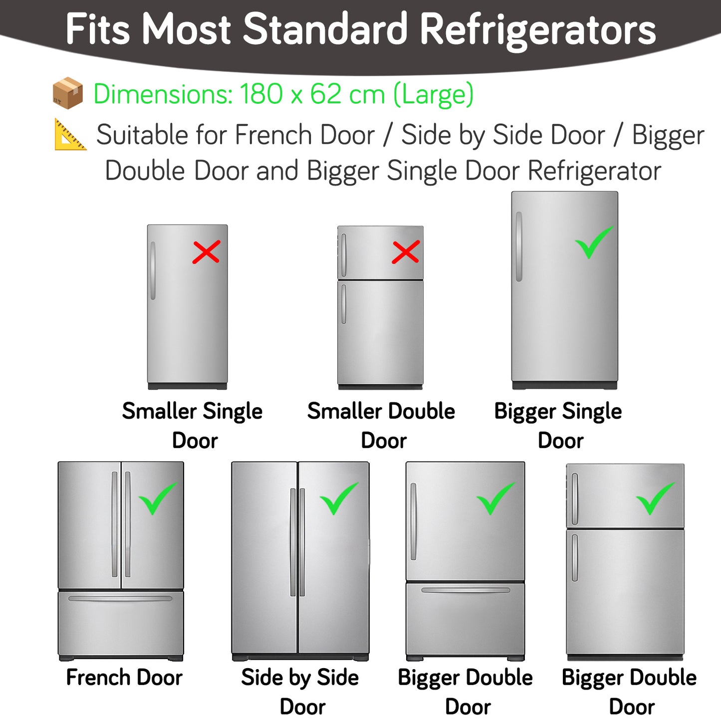 Small / Large Fridge Cover Top | For Smaller Single Door, Double Door and Bigger Double Door Refrigerator - Waterproof, Printed with 6 Side Pockets, Whimsical Bottles