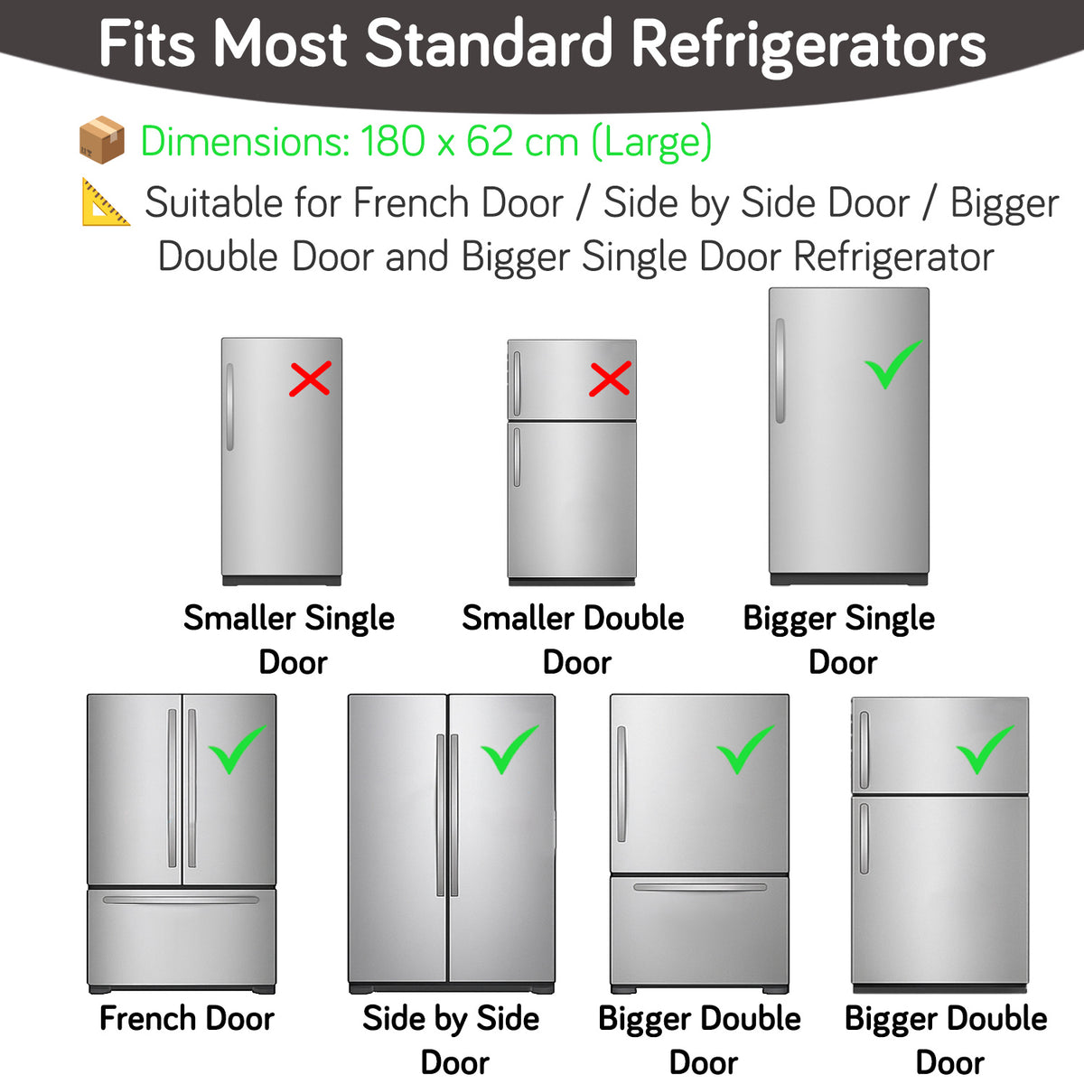 Small / Large Fridge Cover Top | For Smaller Single Door, Double Door and Bigger Double Door Refrigerator - Waterproof, Printed with 6 Side Pockets, Whimsical Bottles