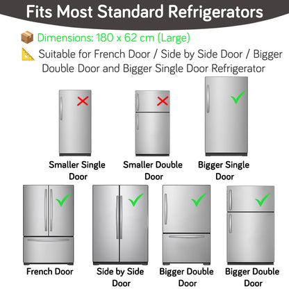 Small / Large Fridge Cover Top | For Smaller Single Door, Double Door and Bigger Double Door Refrigerator - Waterproof, Printed with 6 Side Pockets, Whimsical Bottles