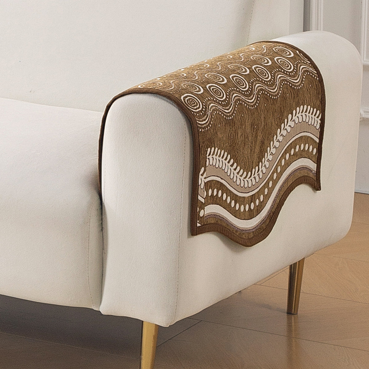 Serene Curves Sofa Cover Mat, Flowy Swirl