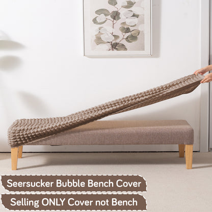 Aria Nova 280 GSM Stretchable Bubble Dining Bench Cover, Mocha Brown