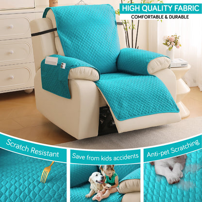 Quilted Recliner Mats for 1 Seater Recliner Sofa, Teal