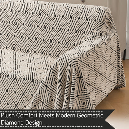 Buy Geometric Diamond Noirea Series Luxury Plush Sofa Throw Blanket | HOKIPO