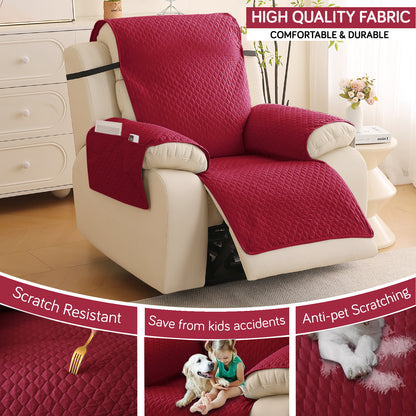 Quilted Recliner Mats for 1 Seater Recliner Sofa, Maroon