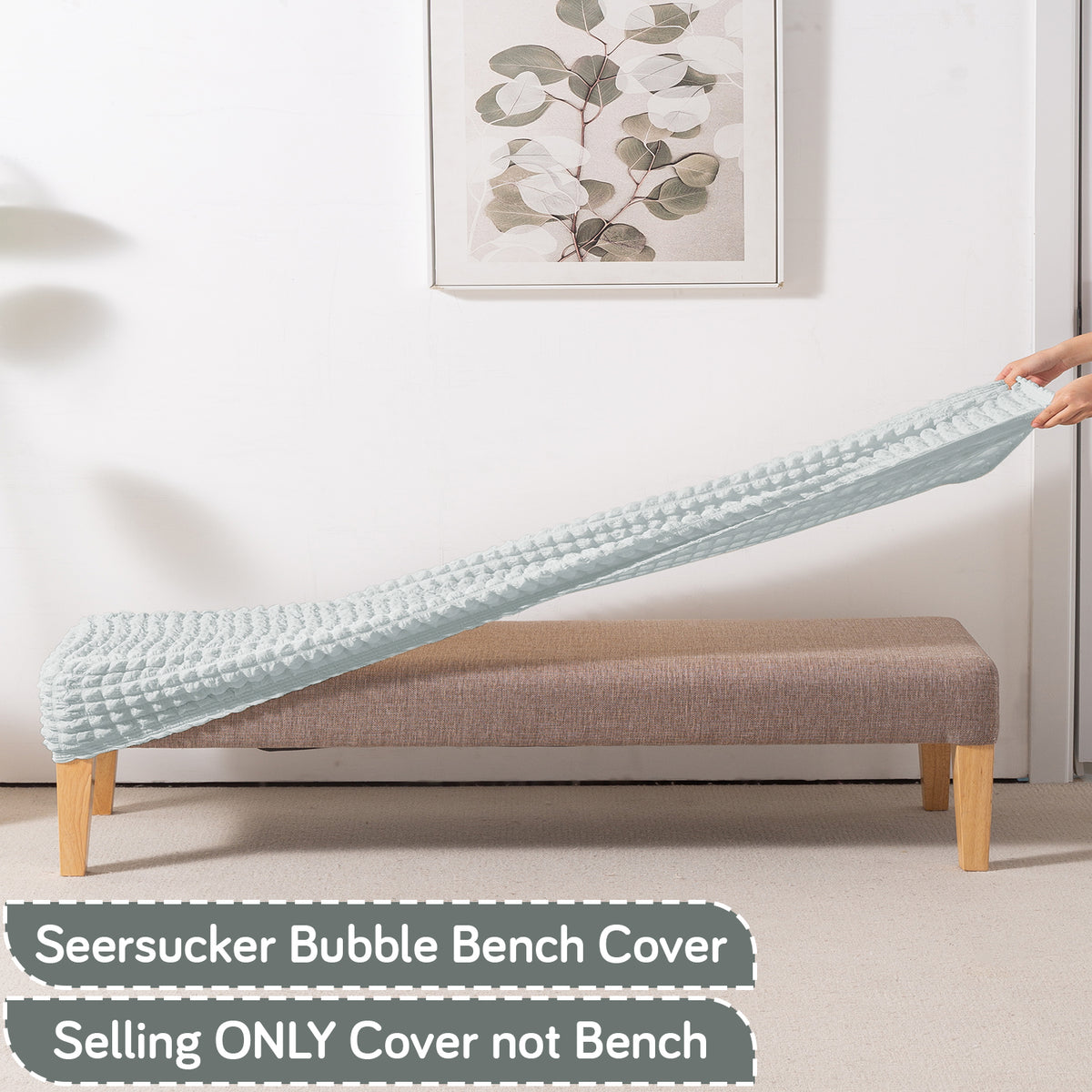 Aria Nova 280 GSM Stretchable Bubble Dining Bench Cover, Light Grey