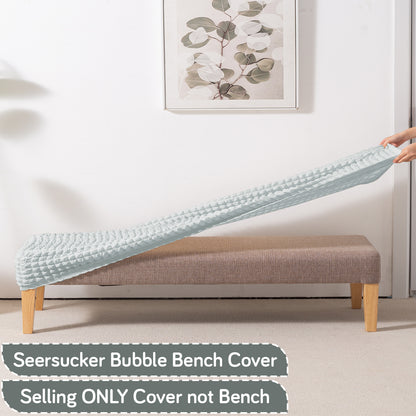 Aria Nova 280 GSM Stretchable Bubble Dining Bench Cover, Light Grey