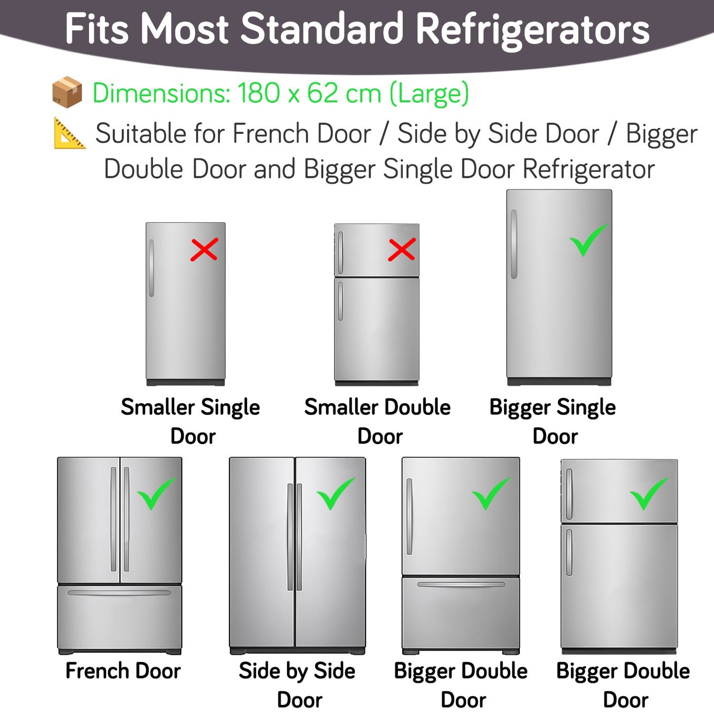 Small / Large Fridge Cover Top | For Smaller Single Door, Double Door and Bigger Double Door Refrigerator - Waterproof, Printed with 6 Side Pockets, Geometric Abstract
