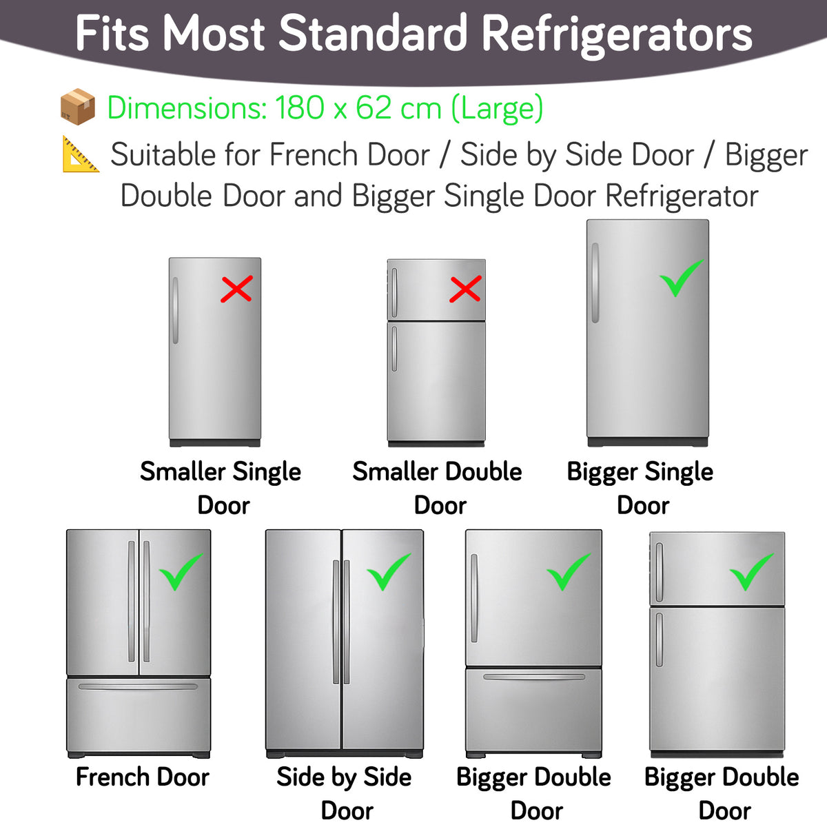 Small / Large Fridge Cover Top | For Smaller Single Door, Double Door and Bigger Double Door Refrigerator - Waterproof, Printed with 6 Side Pockets, Geometric Abstract