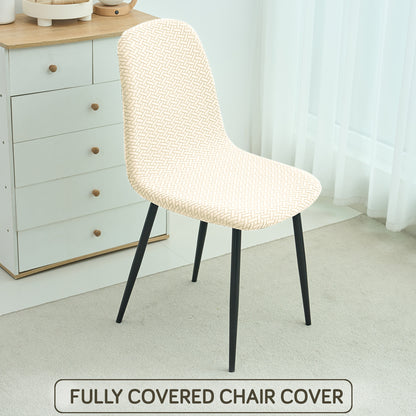 HOKIPO Premium Jacquard Fully Covered Cover for Mid Century Modern Dining Chair, Beige