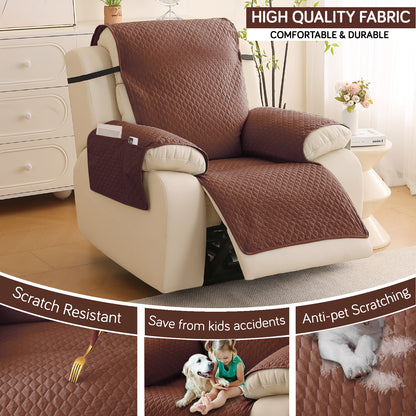 Quilted Recliner Mats for 1 Seater Recliner Sofa, Dark Coffee