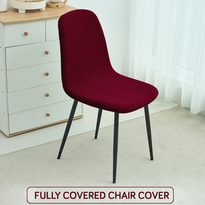 HOKIPO Premium Jacquard Fully Covered Cover for Mid Century Modern Dining Chair, Burgundy
