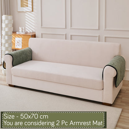Embossed Floral Jacquard Anti-Slip Sofa Cover Mat, 'Wavy Petal Crest Series' Sage Green