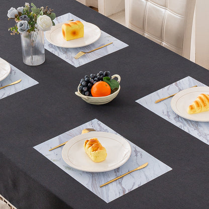 Marble Fusion PVC Mats for Dining Table, Glacier Vein - Frost Grey