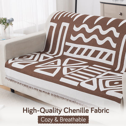 Urban Tribe Premium Chenille Fabric Sofa Cover, Chocolate Brown