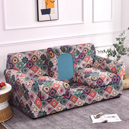 Printed Stretchable Sofa Slipcover with 1/2/3 Pc Separate Seat Cushion Cover for each 1/2/3 Seater, Spectrum Mosaic Magic
