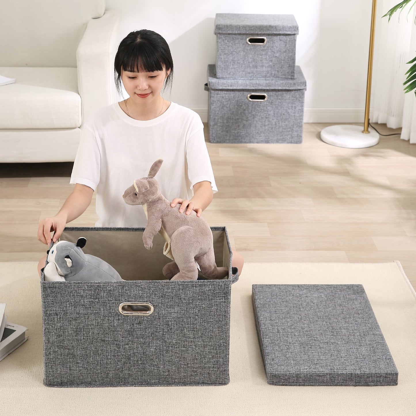 Multipurpose Foldable Storage Box with Lid, Medium / Large / Extra Large, Grey